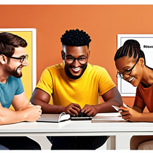 Home 11 **Prompt:** A vibrant online learning community, featuring diverse individuals collaborating on a digital project, showcasing the power of autonomous learning through teamwork and shared knowledge, warm color palette, friendly atmosphere, digital art style.