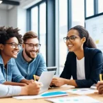 Home 9 협업을 통한 평생학습의 이점 - **Prompt:** A vibrant, high-angle wide shot capturing a diverse group of young adults or university ...