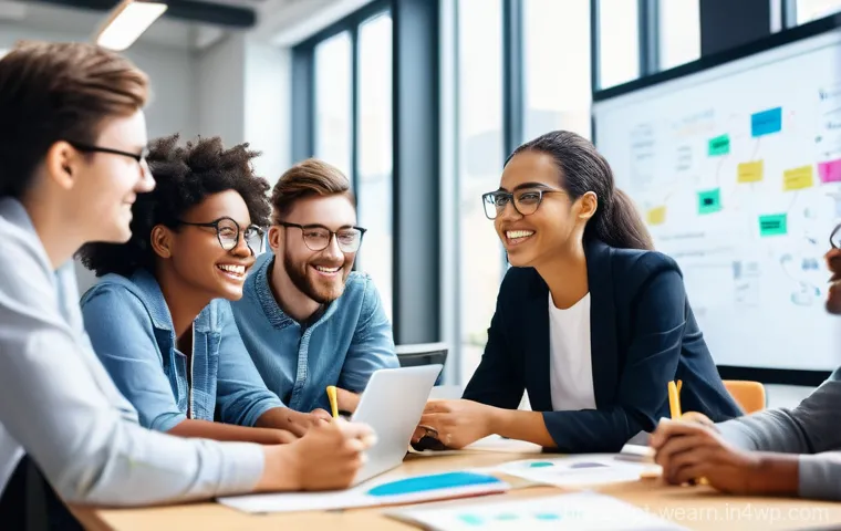 협업을 통한 평생학습의 이점 - **Prompt:** A vibrant, high-angle wide shot capturing a diverse group of young adults or university ...