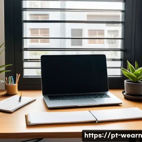 학습 동기 부여를 위한 전략 - A cozy, well-organized study corner in a modern Brazilian apartment, featuring a clean wooden desk w...
